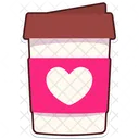 Hot Take Away Coffee Heart  Icon