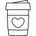 Hot Take Away Coffee Heart  Icon