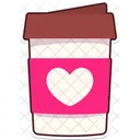 Hot Take Away Coffee Heart  Icon