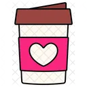 Hot Take Away Coffee Heart Love Valentine Icon