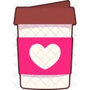 Hot Take Away Coffee Heart  Icon