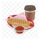 Hot Dog und Kaffeetasse  Symbol