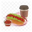 Hot Dog und Kaffeetasse  Symbol