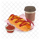 Hot Dog und Kaffeetasse  Symbol