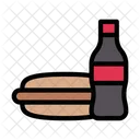 Hot dog y bebida fria  Icono