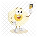 Mascota Del Logotipo Del Huevo Con Pose De Selfie Icono