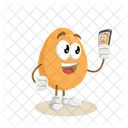 Mascota Del Logotipo Del Huevo Con Pose De Selfie Icono