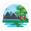 Flusslandschaft Berglandschaft Hugellandschaft Icon