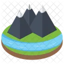 Hugelige Gegend Bergstation Landschaft Icon