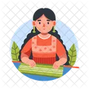 Huipil Weaver Knitting Character Icon