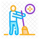 Human Sweeping Cleaning Icon