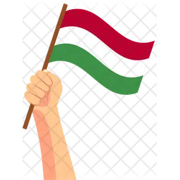 Hungary hand holding Flag Icon