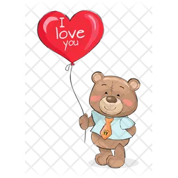 I Love You Heart Shape Balloon in Hands Teddy-Bear  Icon
