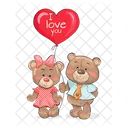 I Love You Heart Shape Balloon in Hands Teddy-Bear  Icon