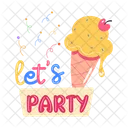 Lets Party Ice Cream Ice Cone Icon