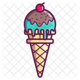 Scoop Ice Cream Cone Icon - Download in Colored Outline Style