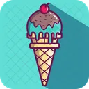 국자 아이스크림 콘  아이콘