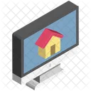 Immobilien Website Gebaude Auf Monitor Gebaude Symbol