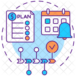 Implementation plan Icon - Download in Colored Outline Style