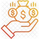 Income Hand Money Bag Icon