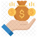 Income Hand Money Bag Icon