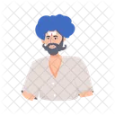 Indian Sikh Village Man Village Head Icon