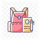 Indo Para A Escola Horario Escolar Mochila Escolar Ícone