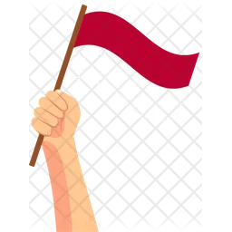 Indonesian hand holding Flag Icon