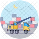Industrial Logistic Crane Construction Crane Excavator Icon