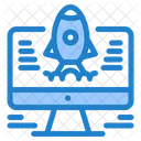 Inicializacao On Line Lancamento On Line Computador Ícone