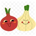 Oignon Blanc Et Rouge Oignon Nourriture Icône