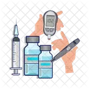 Medicamento para diabetes, injeção com glicômetro  Ícone