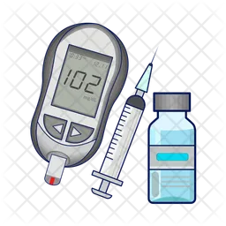 Medicamento para diabetes, injeção com glicômetro  Ícone