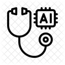Intelligentes Stethoskop Medizinische KI Digitale Auskultation Symbol