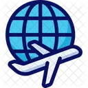 International Flight Around The World Globe Icon