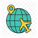 Airplane Around The World Globe Icon