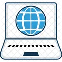 Internet Laptop With Globe Globe Icon