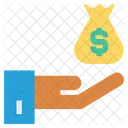 Hand Holding Dollar Sack Money Finance Icon