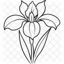Iris Flower Black And White Line Art Icon