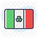 Irish Flag With Shamrock Icon