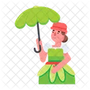 Irish Woman Holding Umbrella Irish Lady Icon