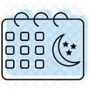 Islamic Calendar Color Shadow Thinline Icon Symbol