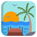 Island Beach Evening Boardwalk Icon