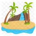 Island Of Waterfall Tropical Island Summer Island Icon