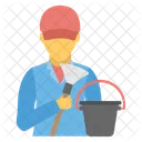 Sweeper Janitor Cleaning Icon