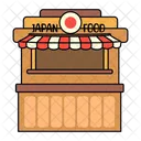 Japanese Food Stall With Red Sign  Icon