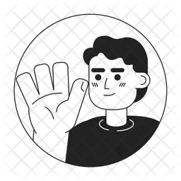 Japanese young adult man waving hand greeting  Icon