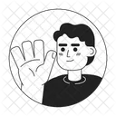 Japanese young adult man waving hand greeting  アイコン