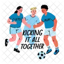 Jogando Futebol Chutando Tipografia Ícone