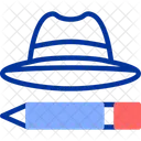 Journalist Hat And Pen Reporters Attire News Writer Tools Icon
